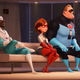 Frozone, Elastigirl, and Mr. Incredible listen intently in Incredibles 2.